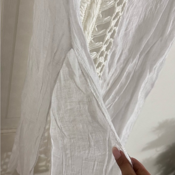 White Crochet Trim Tunic Coverup One Size - Picture 4 of 8